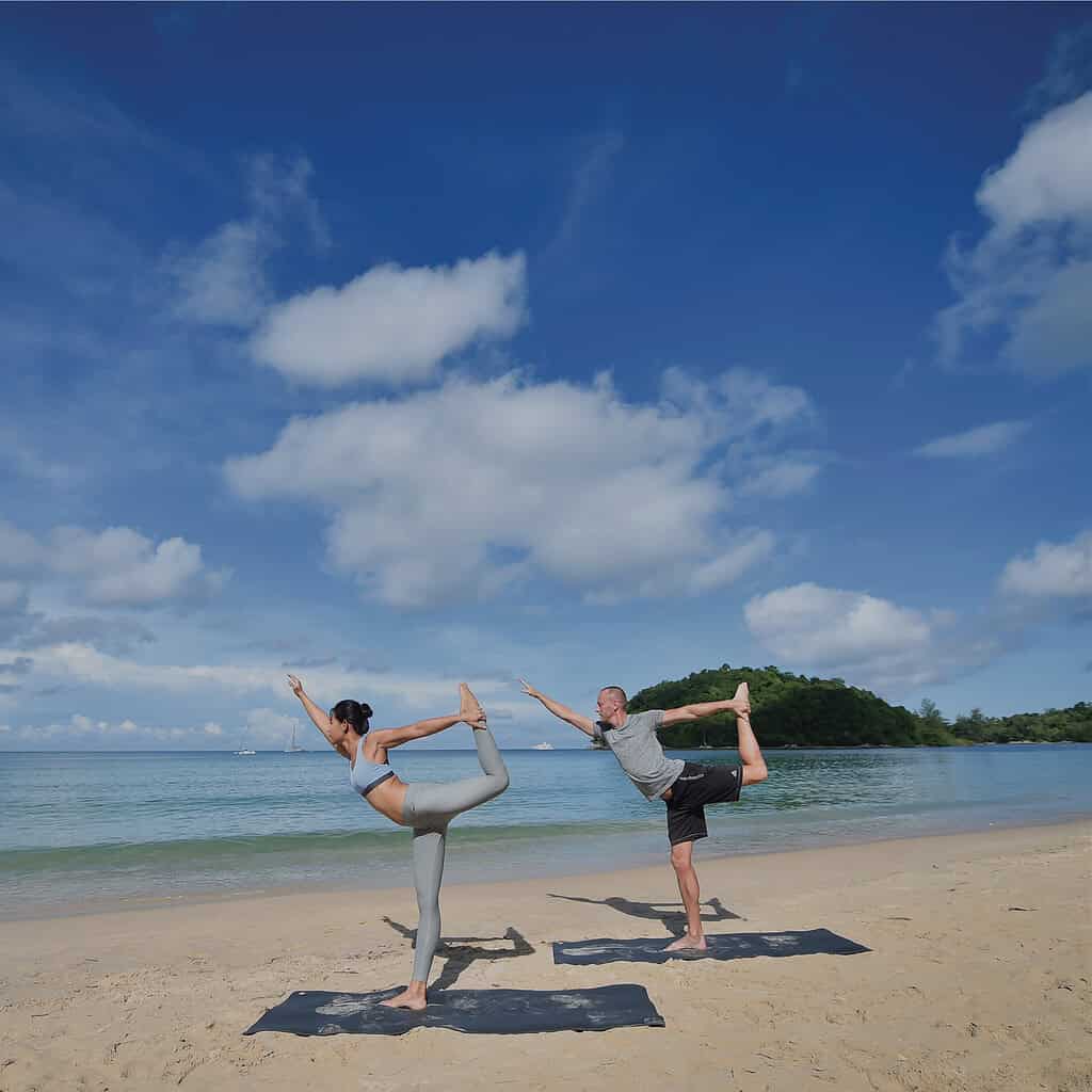 Beach yoga at the Angsana Laguna Phuket